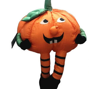 International Silver Co Vint 1994 Pumpkin Jackolantern Halloween Plush 25x17"